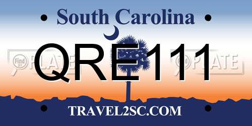 QRE111 South Carolina License Plate