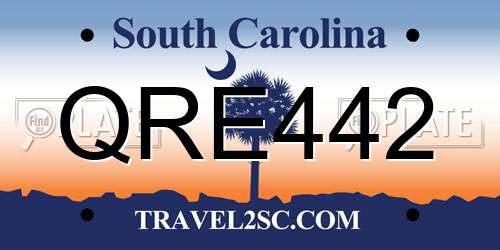 QRE442 South Carolina License Plate
