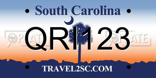 QRI123 South Carolina License Plate