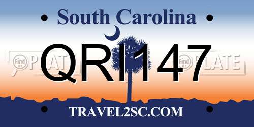 QRI147 South Carolina License Plate