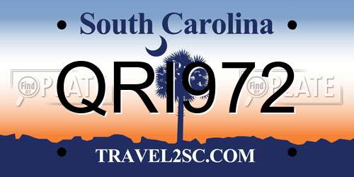 QRI972 South Carolina License Plate