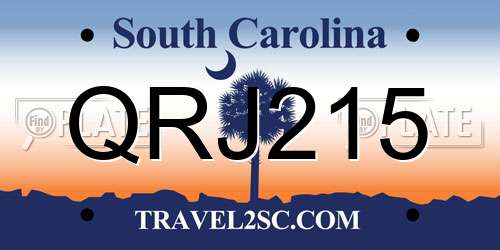 QRJ215 South Carolina License Plate