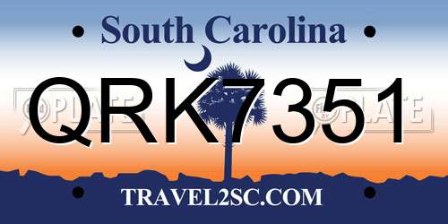 QRK7351 South Carolina License Plate