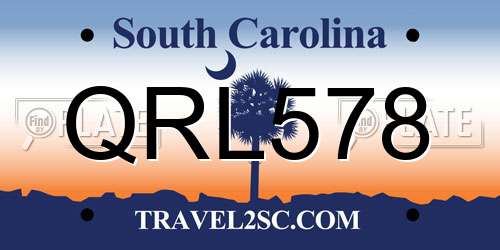 QRL578 South Carolina License Plate