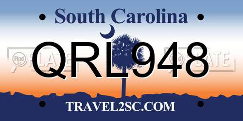 QRL948 South Carolina License Plate