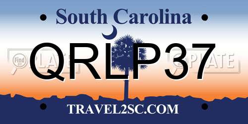 QRLP37 South Carolina License Plate