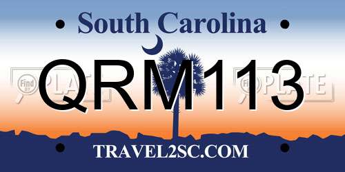 QRM113 South Carolina License Plate