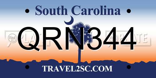 QRN344 South Carolina License Plate