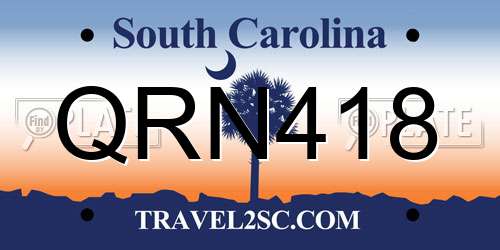 QRN418 South Carolina License Plate