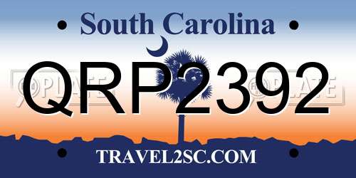 QRP2392 South Carolina License Plate