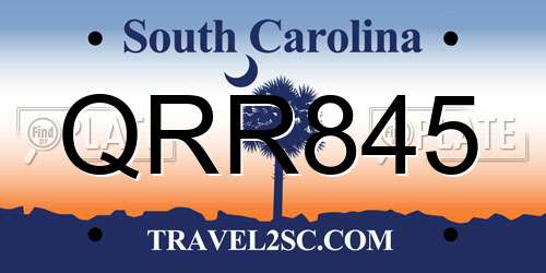 QRR845 South Carolina License Plate