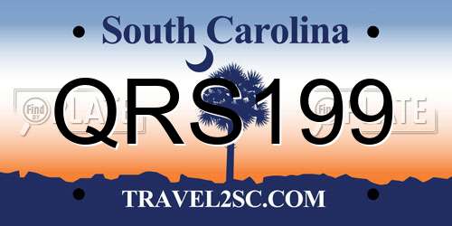 QRS199 South Carolina License Plate