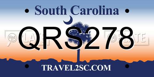 QRS278 South Carolina License Plate