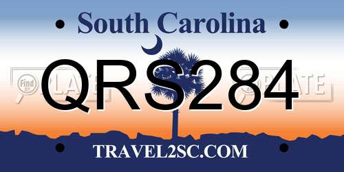 QRS284 South Carolina License Plate