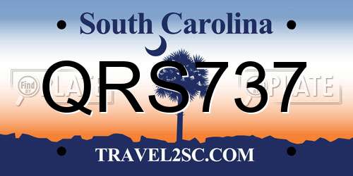 QRS737 South Carolina License Plate