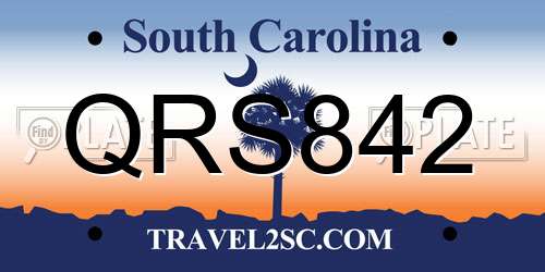 QRS842 South Carolina License Plate