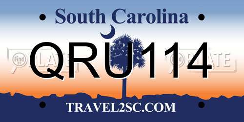 QRU114 South Carolina License Plate