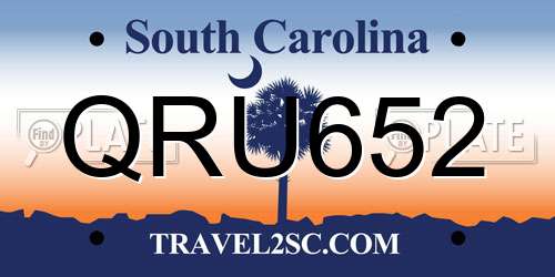 QRU652 South Carolina License Plate