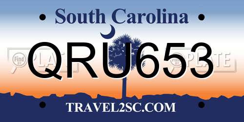 QRU653 South Carolina License Plate