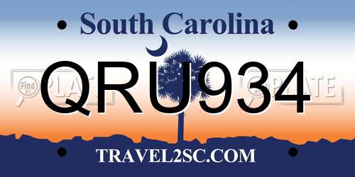 QRU934 South Carolina License Plate