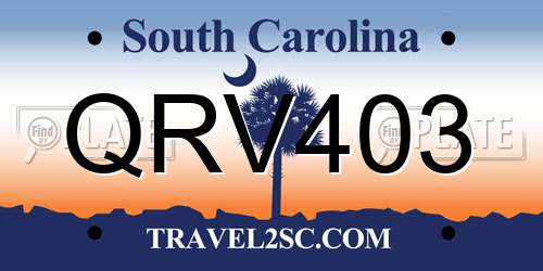 QRV403 South Carolina License Plate