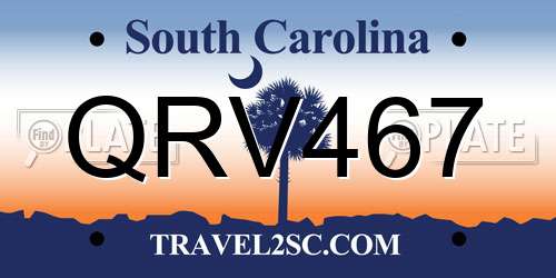 QRV467 South Carolina License Plate