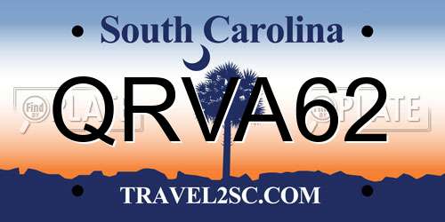 QRVA62 South Carolina License Plate