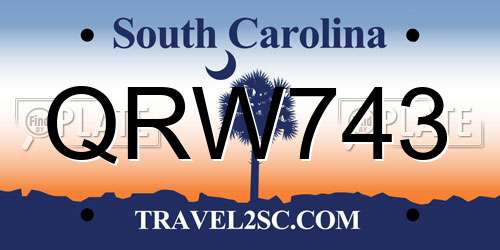QRW743 South Carolina License Plate