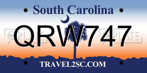 QRW747 South Carolina License Plate