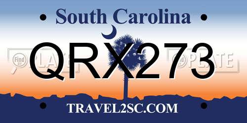 QRX273 South Carolina License Plate