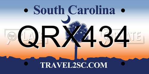 QRX434 South Carolina License Plate