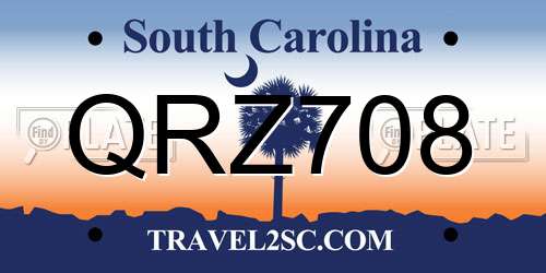 QRZ708 South Carolina License Plate