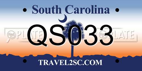 QS033 South Carolina License Plate