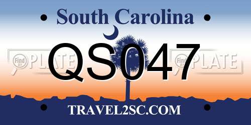 QS047 South Carolina License Plate