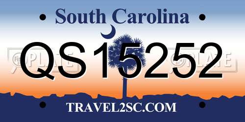 QS15252 South Carolina License Plate