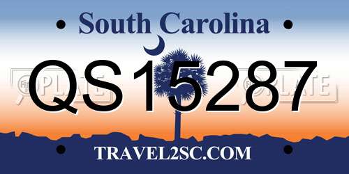 QS15287 South Carolina License Plate