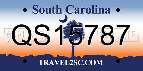 QS15787 South Carolina License Plate