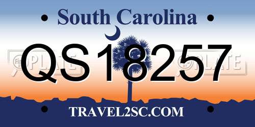 QS18257 South Carolina License Plate