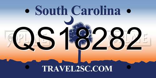 QS18282 South Carolina License Plate