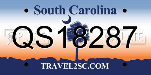 QS18287 South Carolina License Plate
