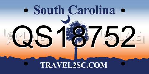 QS18752 South Carolina License Plate