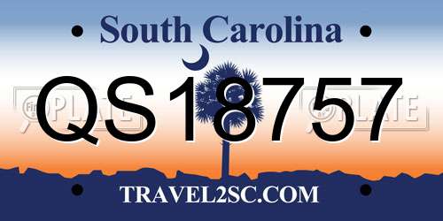 QS18757 South Carolina License Plate