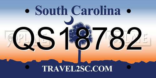 QS18782 South Carolina License Plate