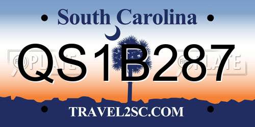 QS1B287 South Carolina License Plate