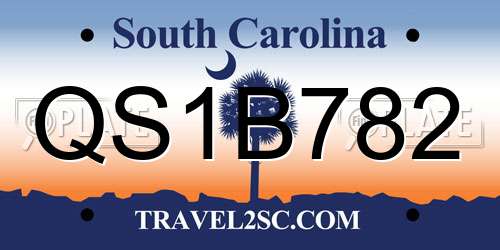 QS1B782 South Carolina License Plate