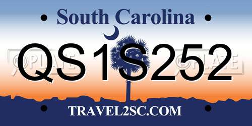 QS1S252 South Carolina License Plate