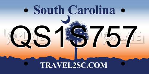 QS1S757 South Carolina License Plate