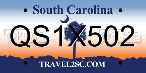 QS1X502 South Carolina License Plate