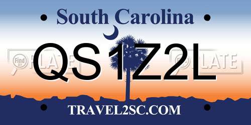 QS1Z2L South Carolina License Plate