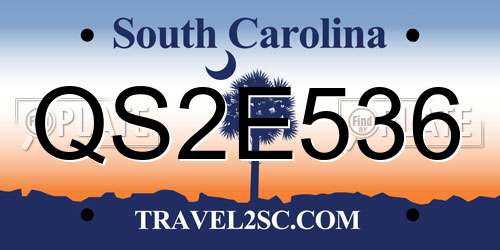 QS2E536 South Carolina License Plate